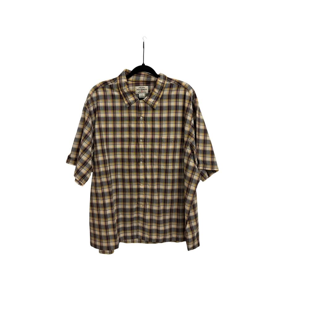 Vintage Polo Jeans Ralph Lauren Brown Plaid Flannel Button-up Shirt Men's XXL